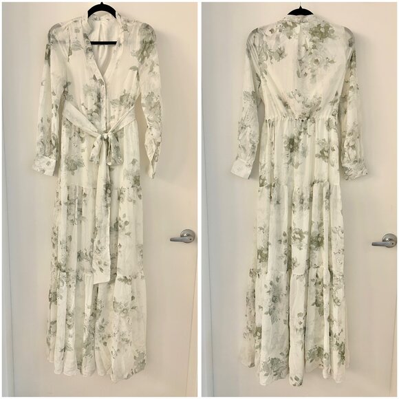 Baltic Born Lizette Maxi Dress in White Green Sage Floral Size S NWOT - Picture 3 of 10